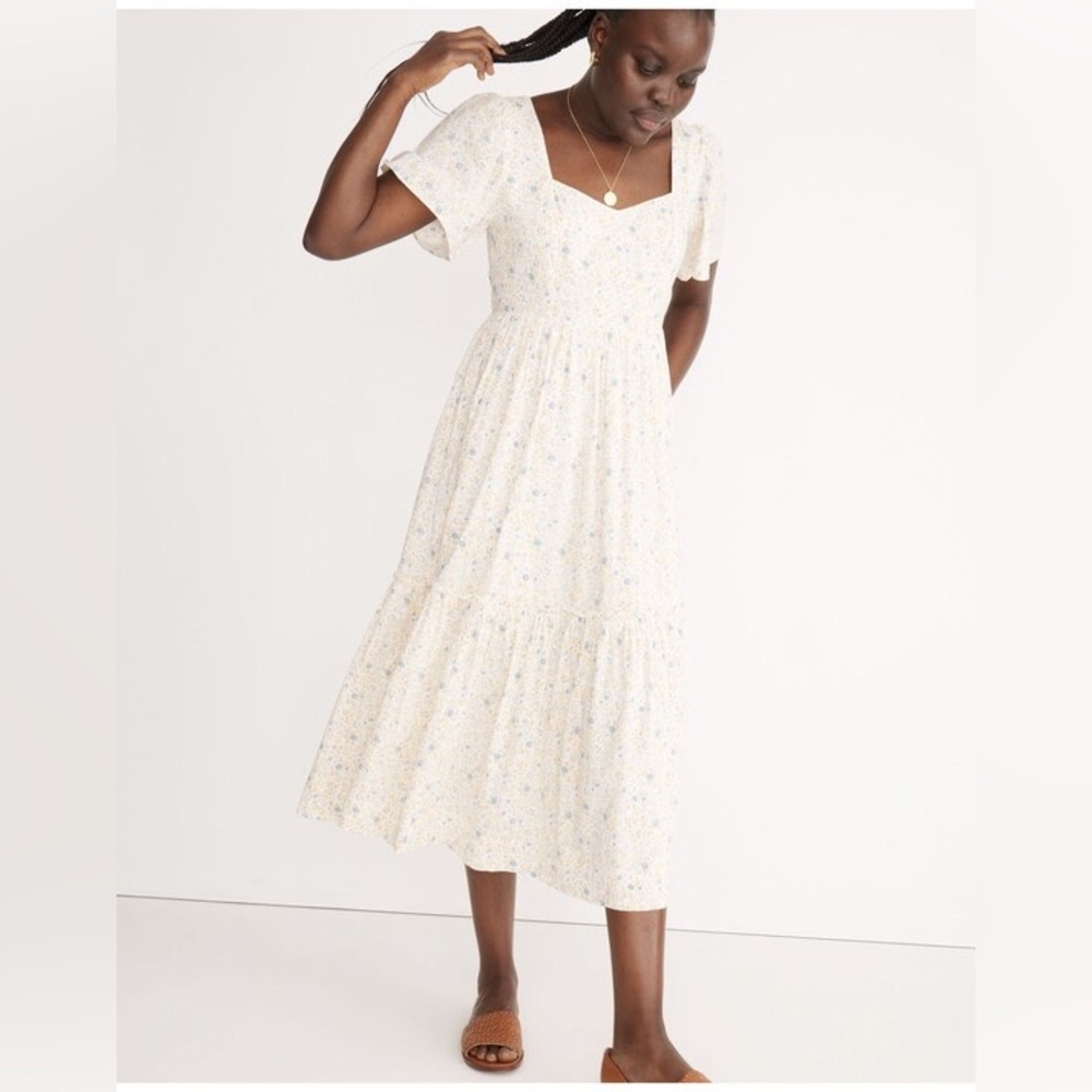 Madewell Flutter-Sleeve Tiered Maxi Dress in Folkmagic Floral
